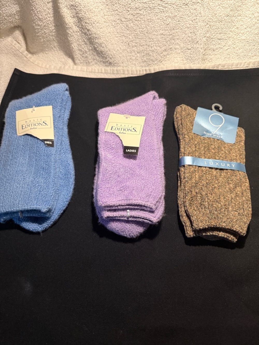 Basic Editions Casual Socks Trio - Blue, Purple, Brown